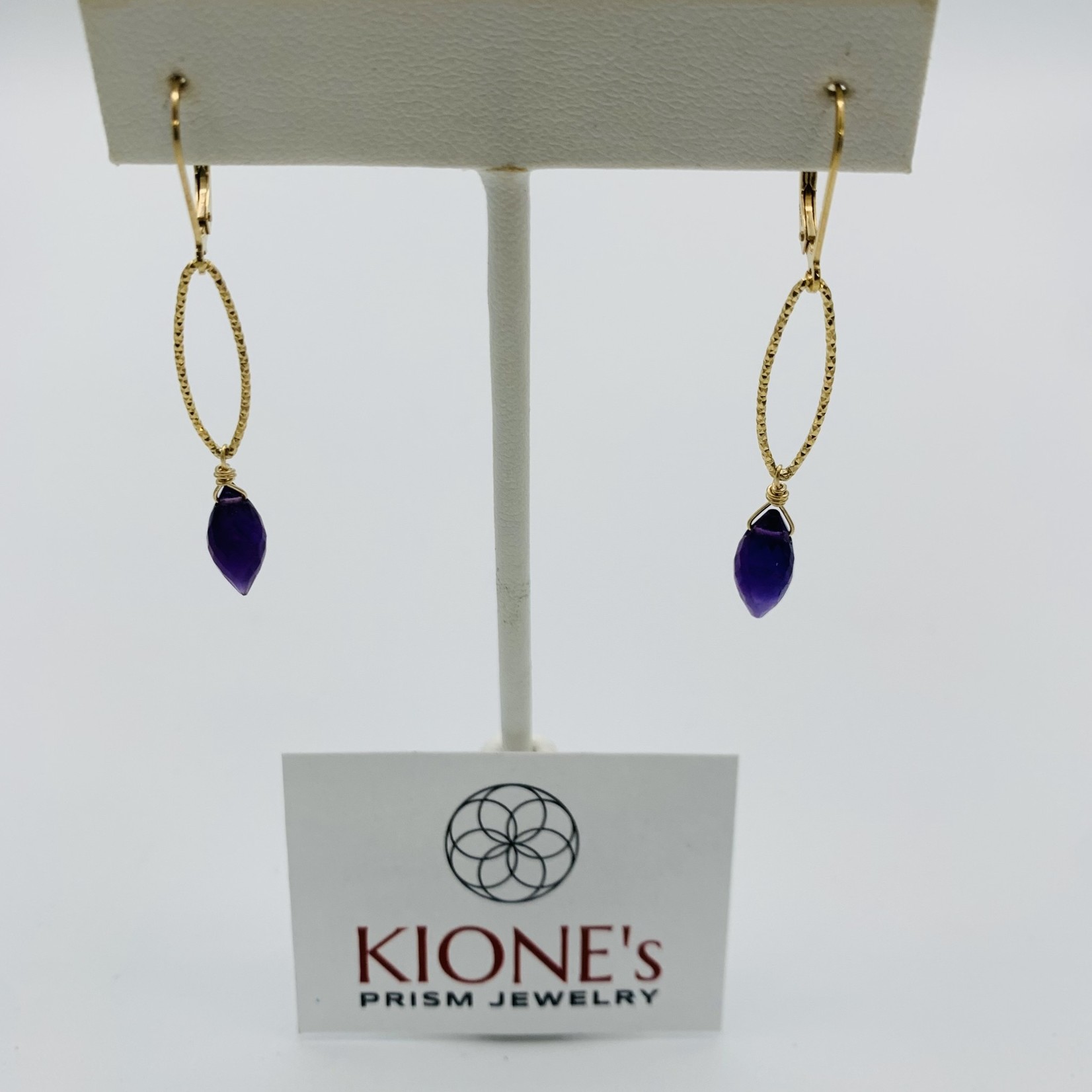 Kione’s Prism Jewelry Amethyst + GP Hoops 14kt YGF Earrings