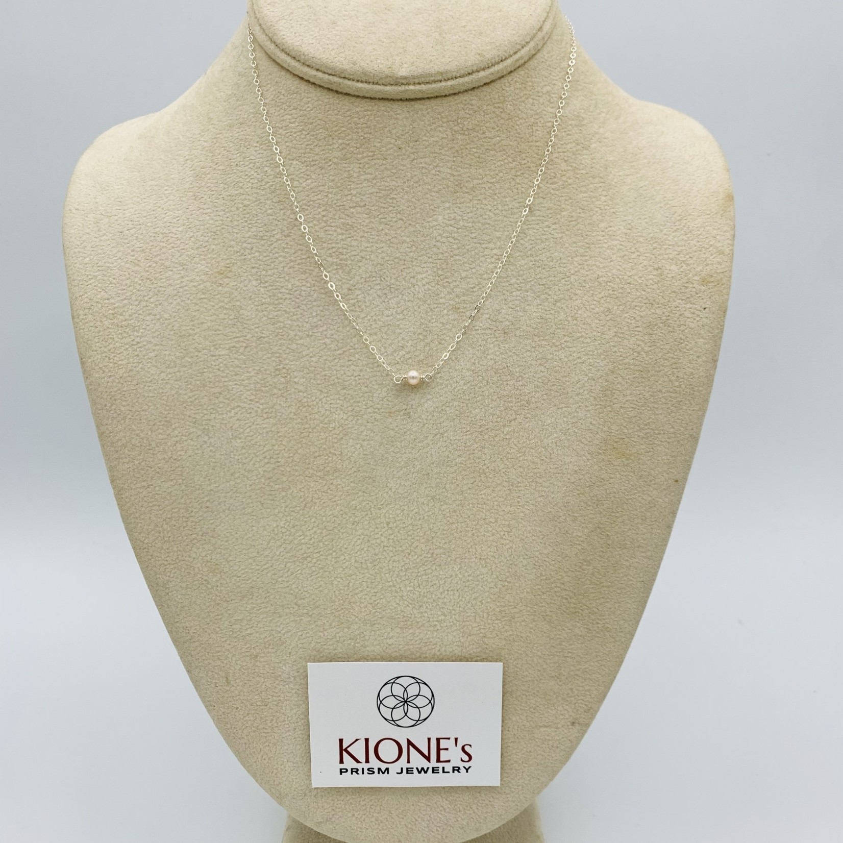 Kione’s Prism Jewelry Solitaire Pink Fresh Water Pearl on Sterling Silver Necklace