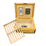 Mission Zero Vintage Handmade Wood Cigar Humidor Box with Key