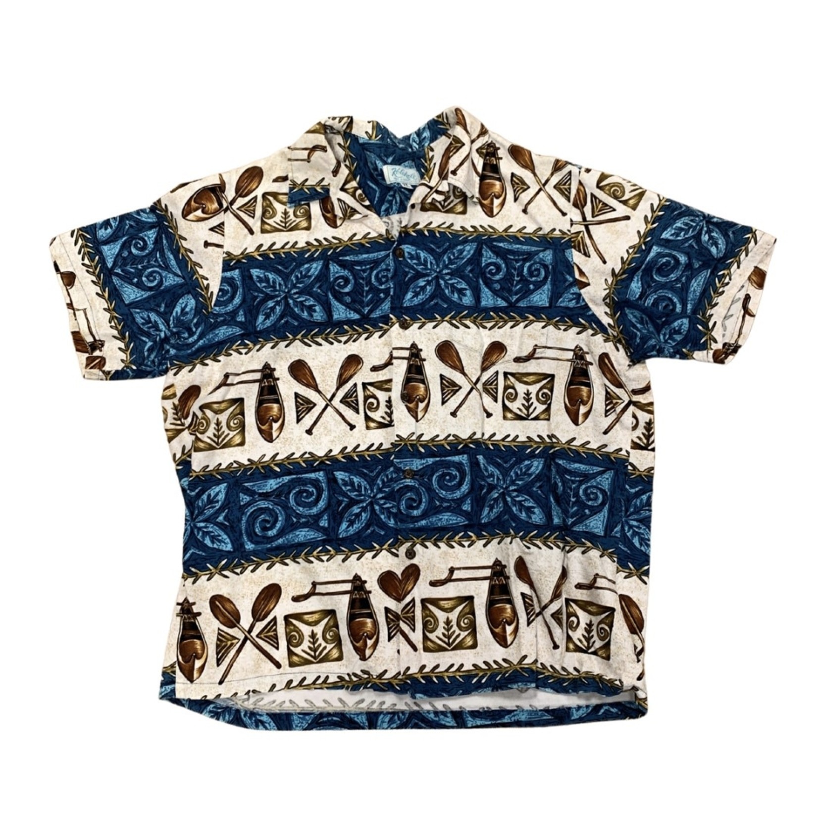 Mission Zero Men’s Vintage Aloha Shirt - XL - Kolekole - Barkcloth tapa