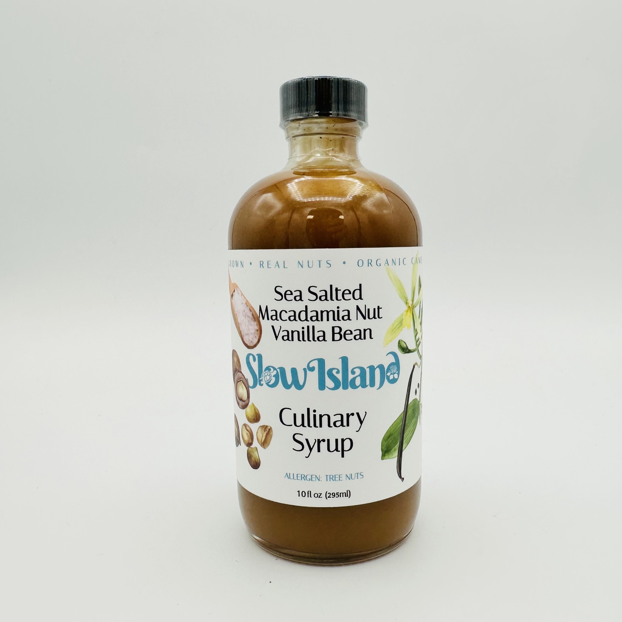 Slow Island Co. Sea Salted Macadamia Nut Vanilla Bean Culinary Syrup 10