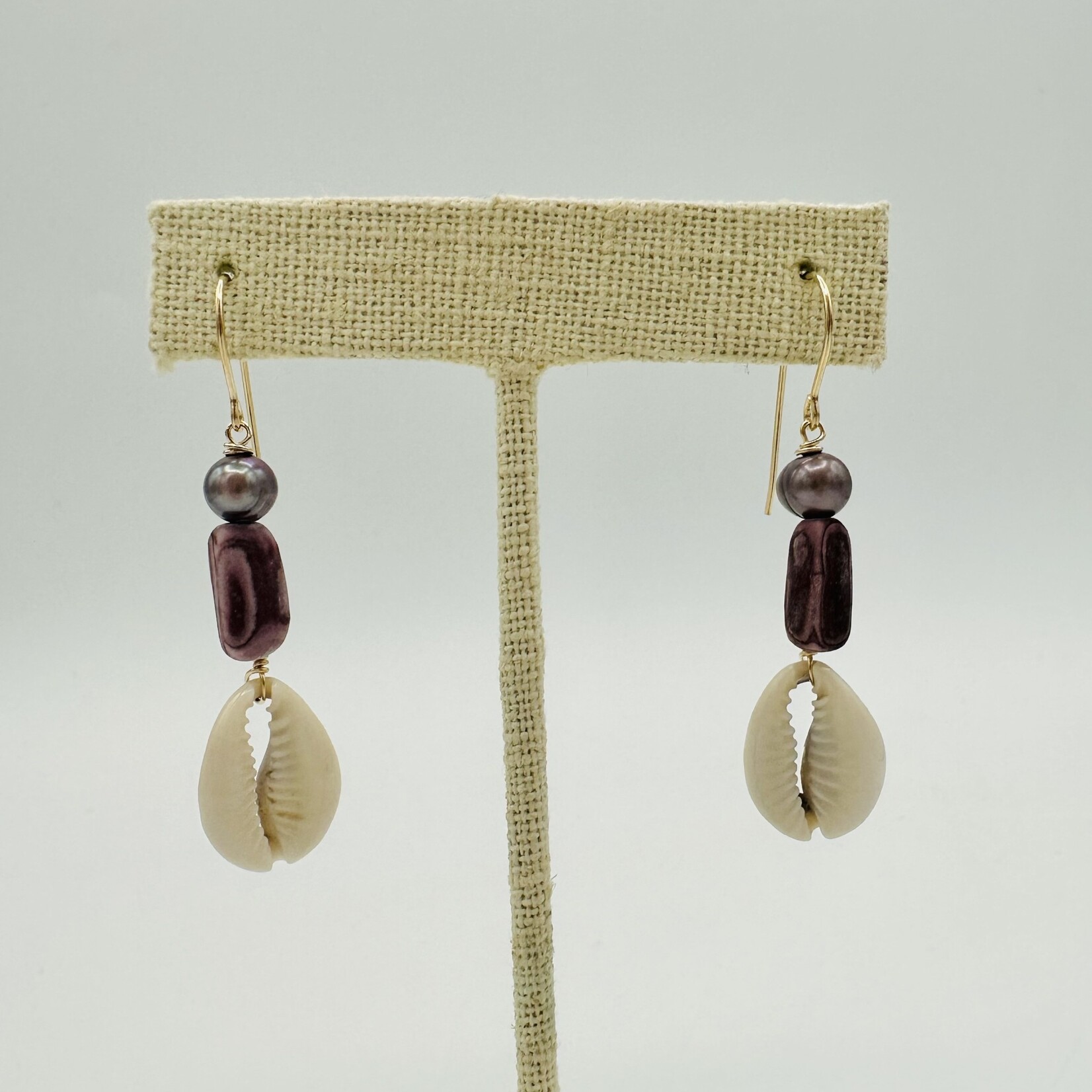 Shell Of A Life Wana Beads + Pearls + Cowrie Earrings