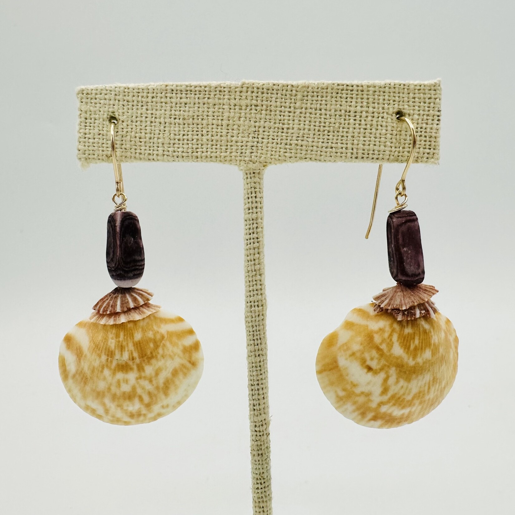 Shell Of A Life Chevron Shells + Opihi + Wana Bead Earrings