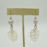 Shell Of A Life Freshwater Pearl + White Monstera Earrings