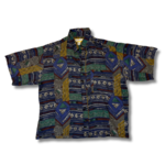 Mission Zero Men’s Vintage Silk Aloha Shirt - XL - Sunbird - Kapa Print Blue