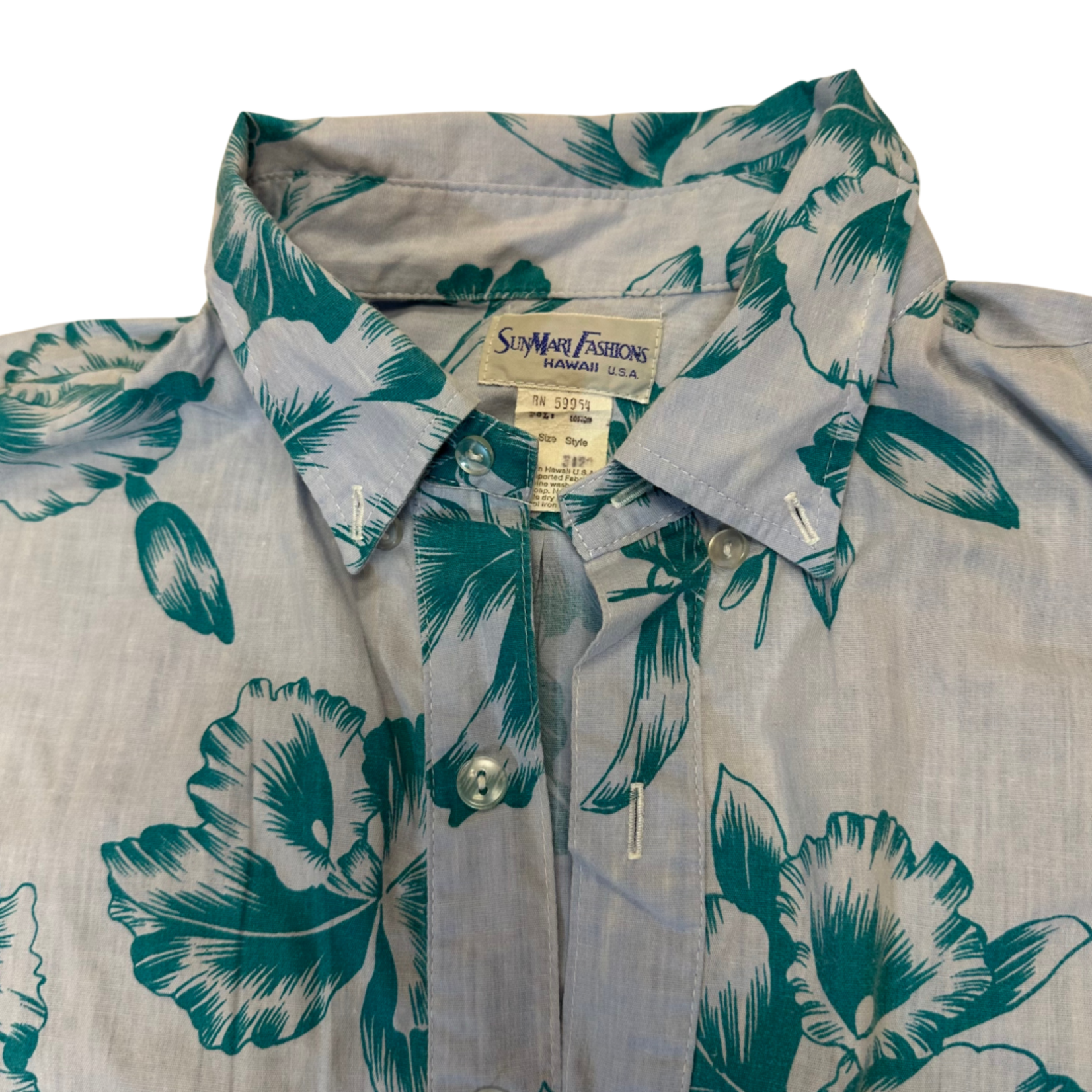 Mission Zero Men's Vintage Aloha Shirt - SunMar Fashions - Blue Orchids #1