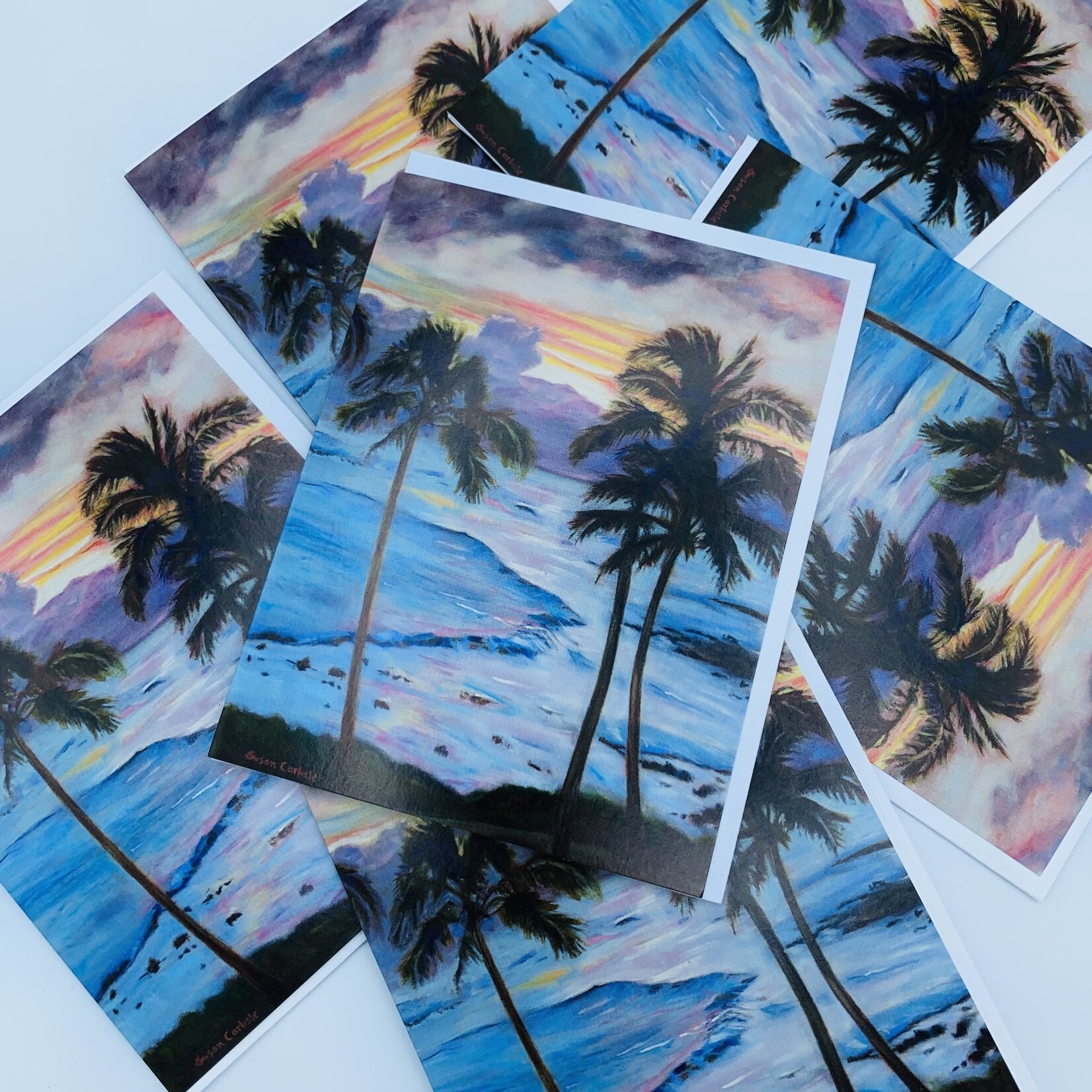 Susan Carlisle Kaua’i Beaches 6-Pack Notecards - Po’ipu Sunset