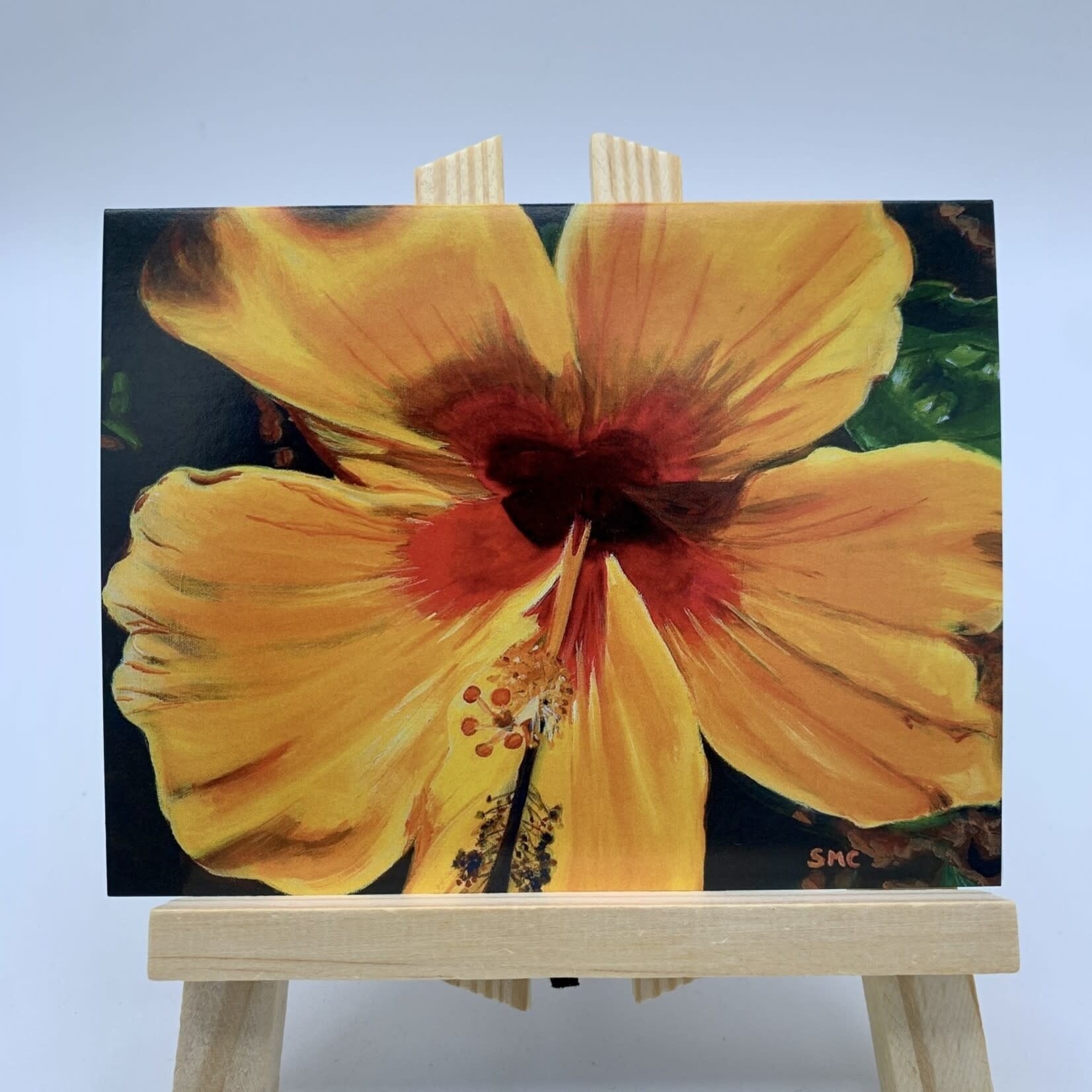 Susan Carlisle Kaua’i Flowers - Single Art Notecard w/Envelope  Yellow Hibiscus