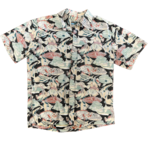 Mission Zero Men's Casual Aloha Shirt - Cooke Street- Black Fish Pattern  - Medium