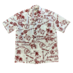 Mission Zero Men's Vintage Aloha Shirt - Hawaiian Togs -Red  Print - Large