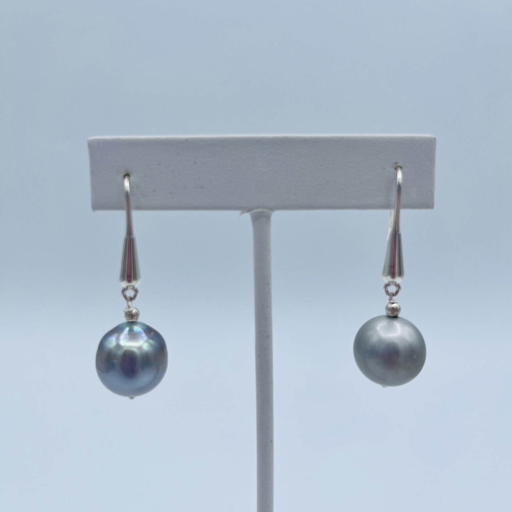 Shell Of A Life Tahitian Pearls + Sterling Silver Leaf Earrings