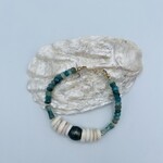 Shell Of A Life Grandidierite + Puka Shells + Tahitian Pearl Bracelet