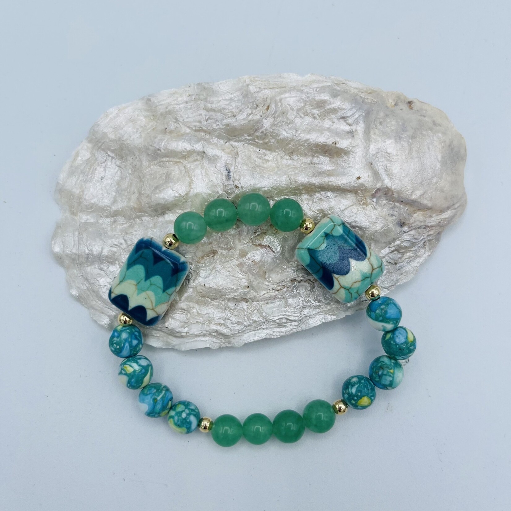 Shell Of A Life Jade + Ocean Bead Bracelet