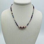 Shell Of A Life Fluorite + Three Edison Pink Pearl Necklace