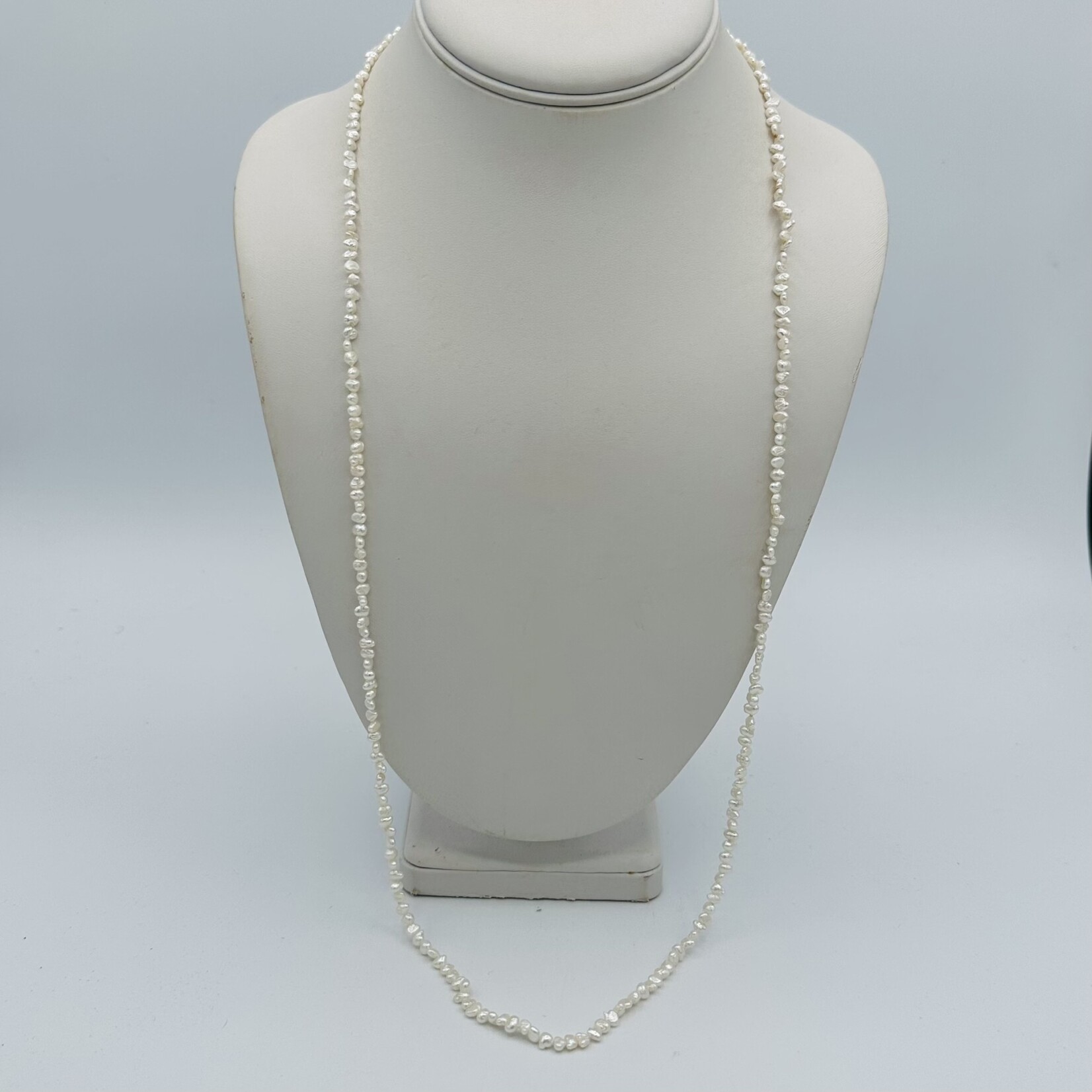 Shell Of A Life Silk Knotted Freshwater Rice Keshi Pearl Necklace ...