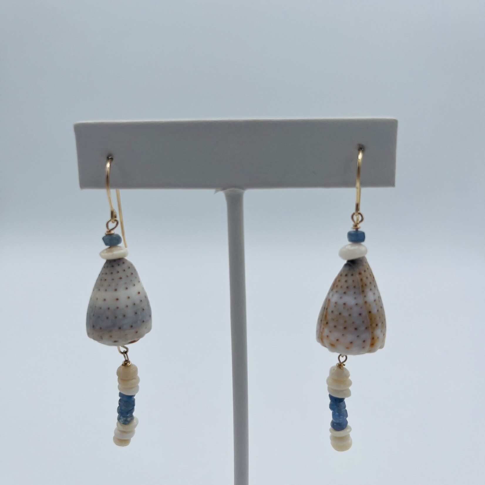 Shell Of A Life Cone Shell + Blue Stone + Puka GF Earrings