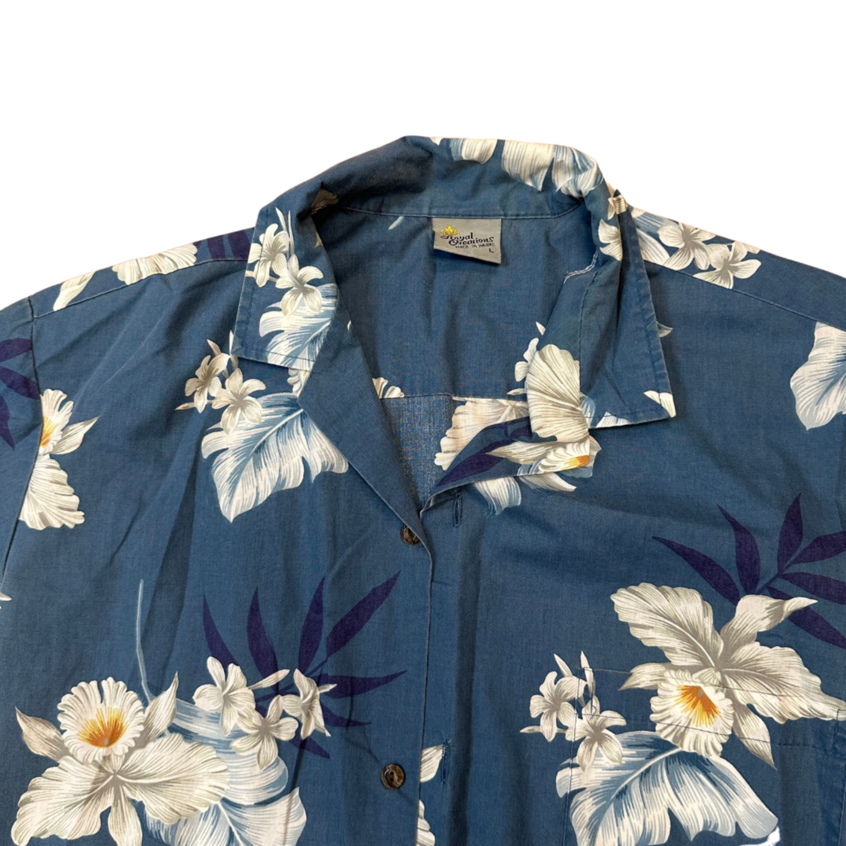 Mission Zero Men’s Vintage Aloha Shirt - Royal Creations - Large