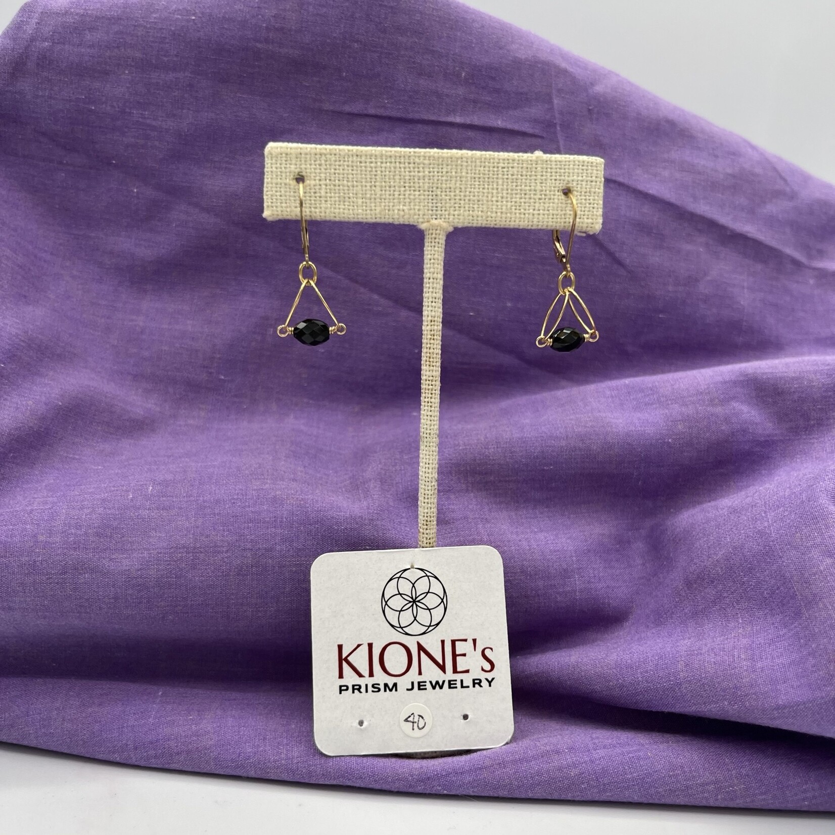 Kione’s Prism Jewelry Black Spinel & 14kt Yellow GF Earrings
