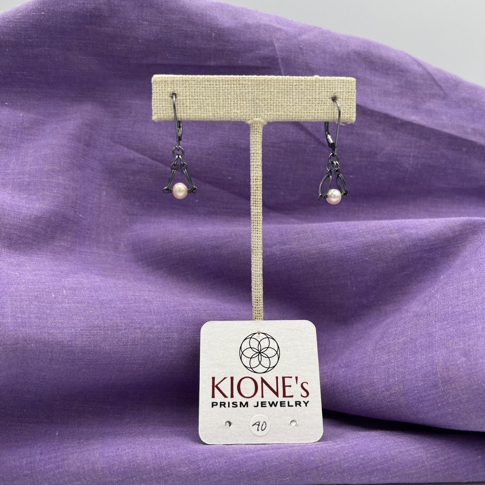 Kione’s Prism Jewelry Freshwater Pearl & Oxidized SS Earrings