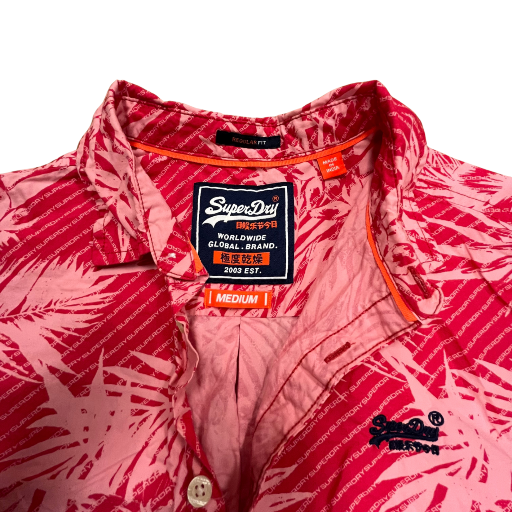 Mission Zero ReLoved Men's Aloha Shirt - Super Dry- Pink Aloha Print - Medium