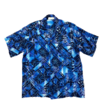 Mission Zero Men’s Vintage Aloha Shirt -Made In Hawaii - Blue/Purple Tapa - Large