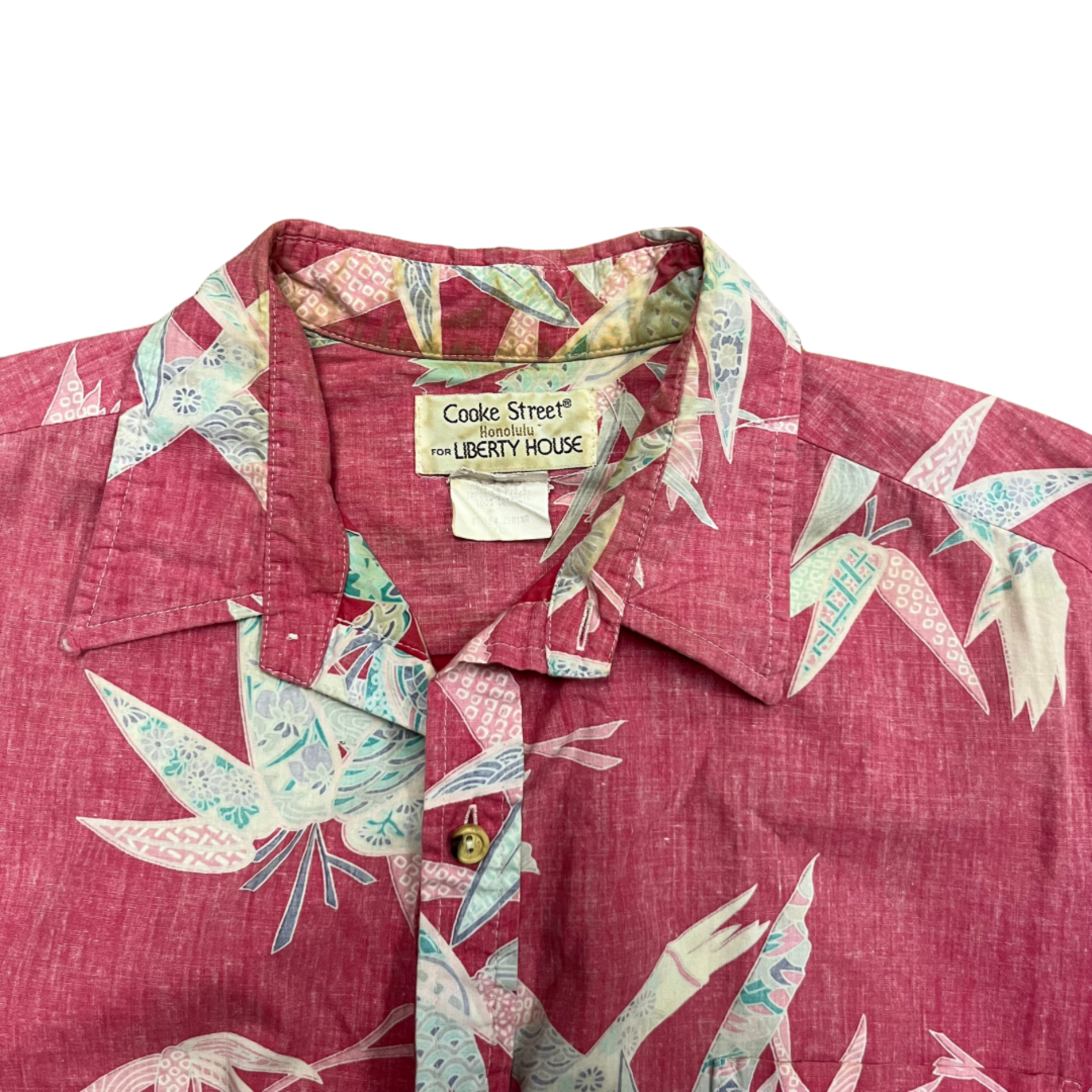 Mission Zero Men’s Vintage Aloha Shirt - Cooke Street Liberty House - Red Bird of Paradise -XL