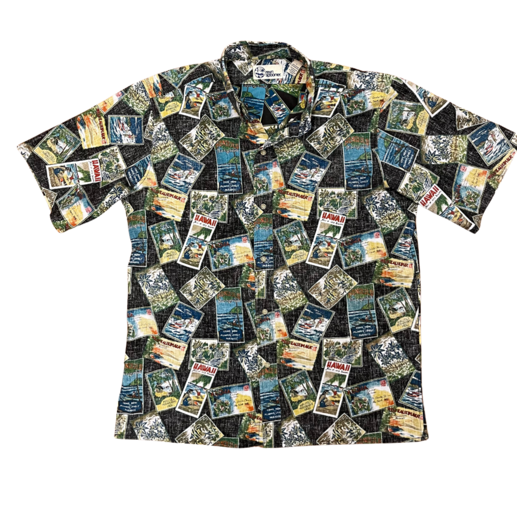 Mission Zero Men’s Reloved Aloha Shirt - Reyn Spooner - Mele Kalikimaka Postcard - Lg