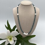 Shell Of A Life Teal Kyanite & Polished Pukas Necklace