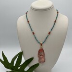 Shell Of A Life Red Coral & Turquoise Necklace