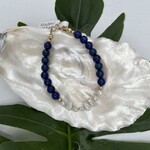 Shell Of A Life Rice Pearl & Lapis Lazuli Bead Bracelet