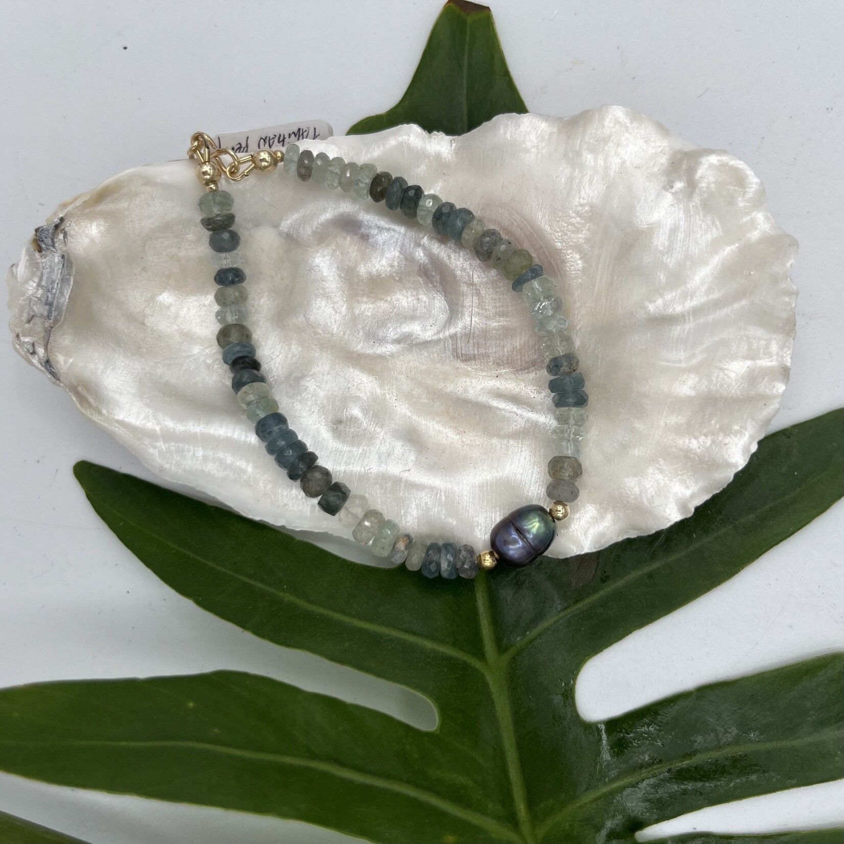 Shell Of A Life Green Aquamarine & Tahitian Pearl Bracelet