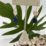 Shell Of A Life Coin Pearl + Lapis Lazuli Bead Earrings