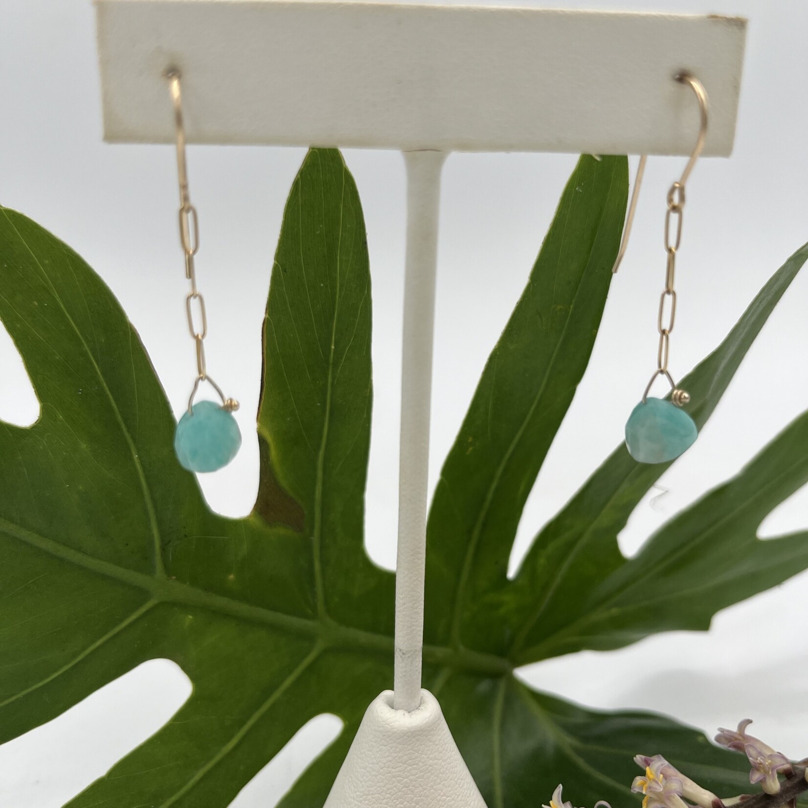 Shell Of A Life Blue Chalcedony Stone + GP Link Earrings