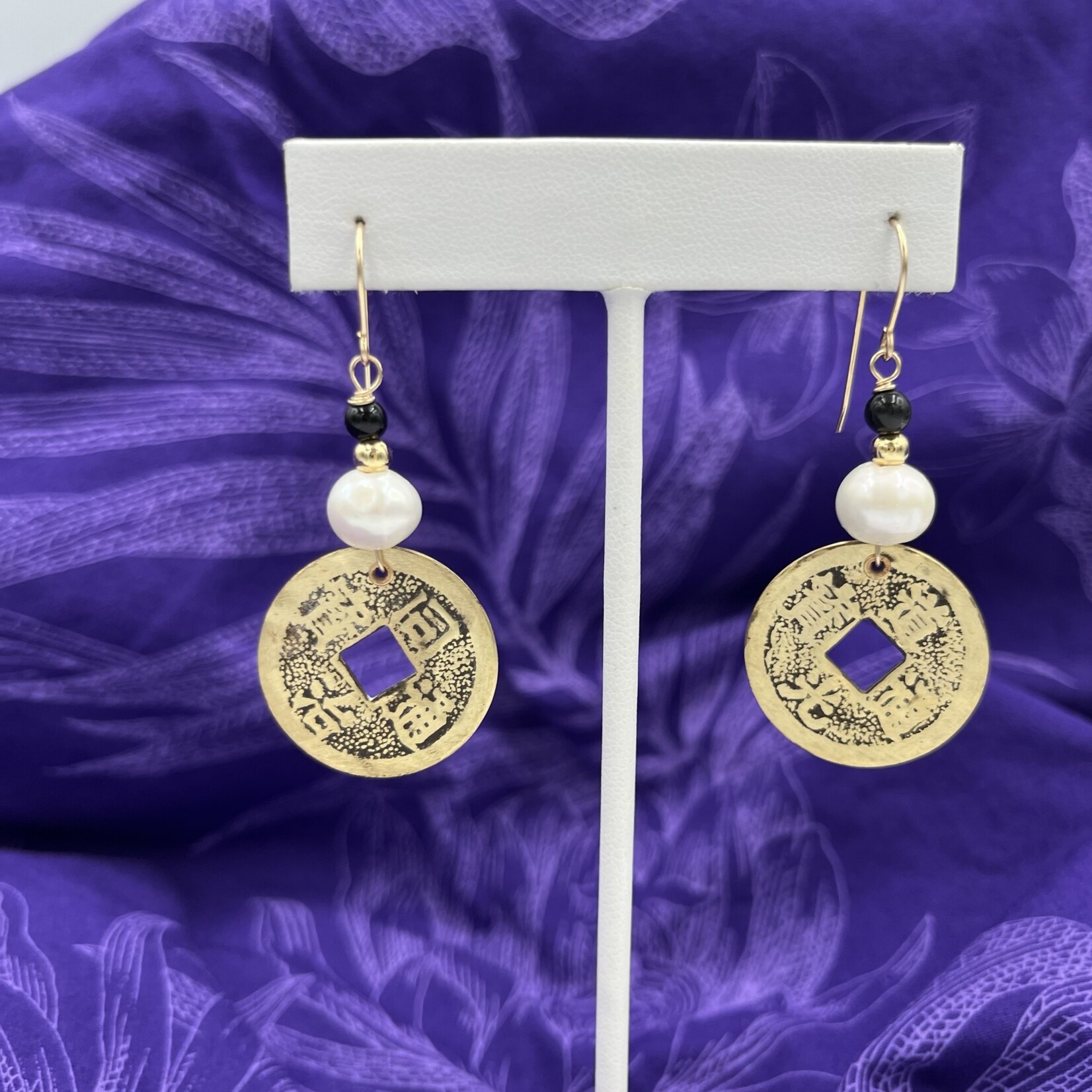 Shell Of A Life Gold Doubloon + Freshwater Pearl Earrings