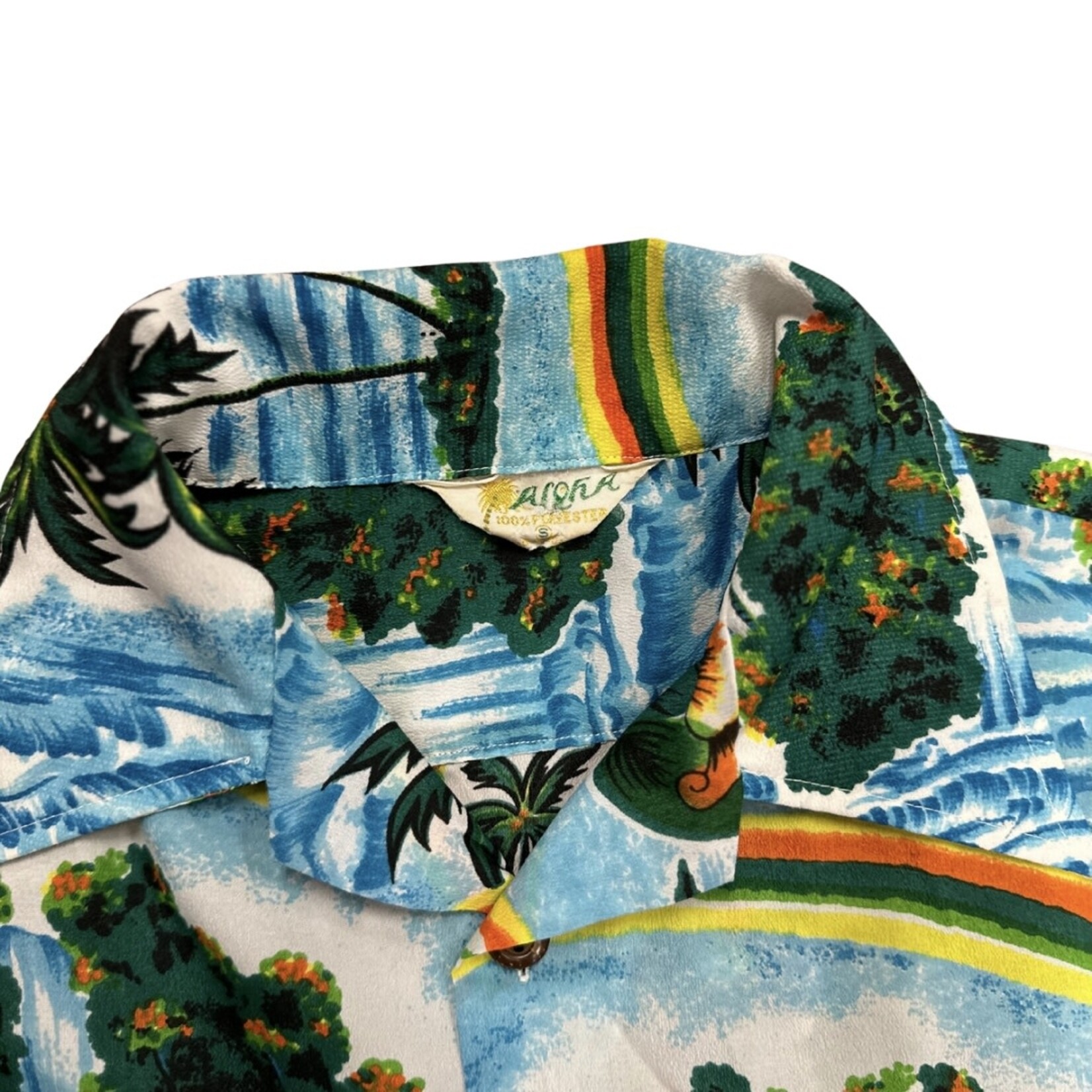 Mission Zero Men’s Vintage Aloha Shirt- XS - Aloha - Rainbows & Hibiscus