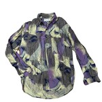 Mission Zero Men’s Vintage Aloha Shirt- M - Officer Gentlemen- 100% long sleeve Abstract Purple