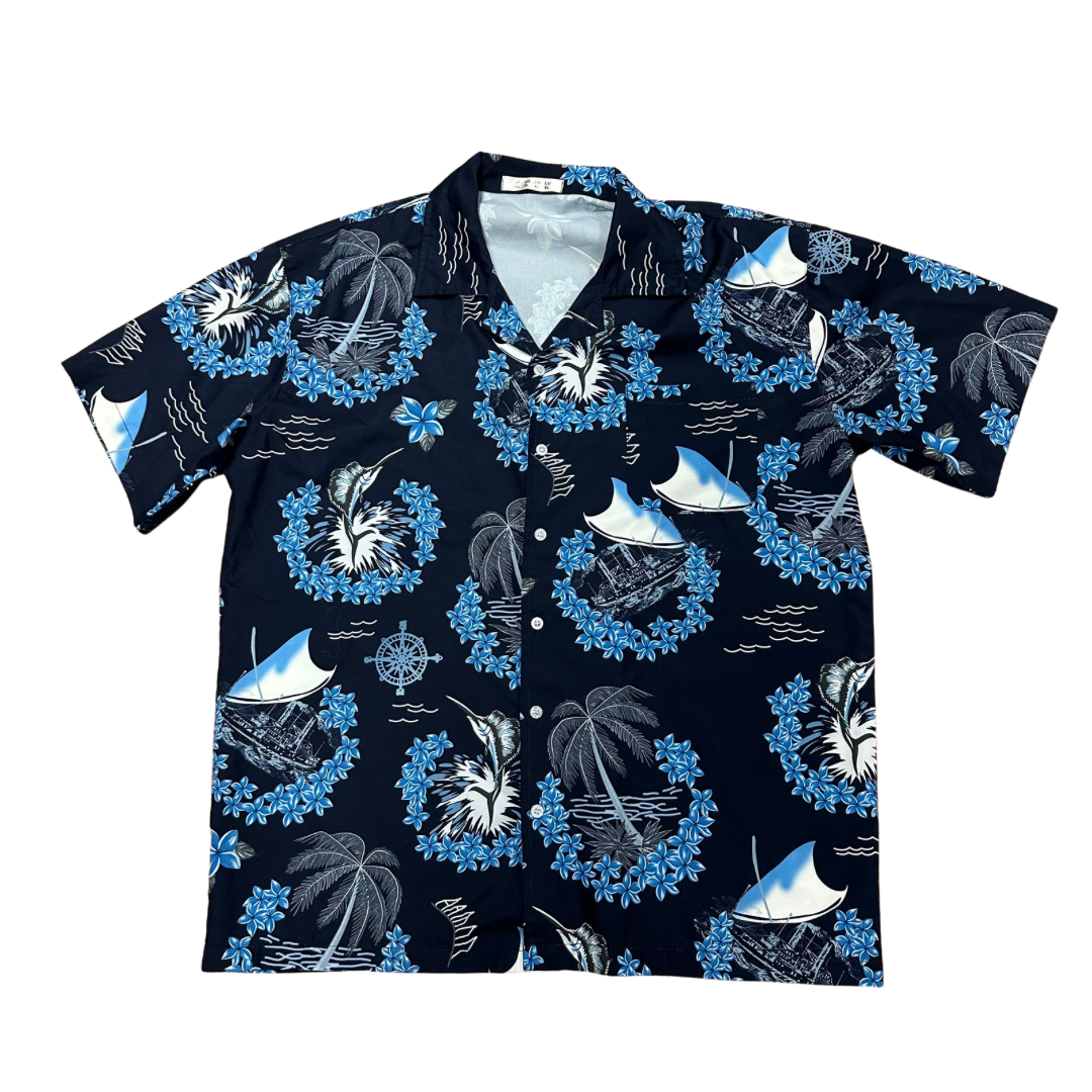 Mission Zero Men's Reloved Aloha Shirt - XL - Unknown- Blue Marlin