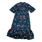 Mission Zero Women’s Vintage Dress - M - Red Black Flowers -Covered Buttons
