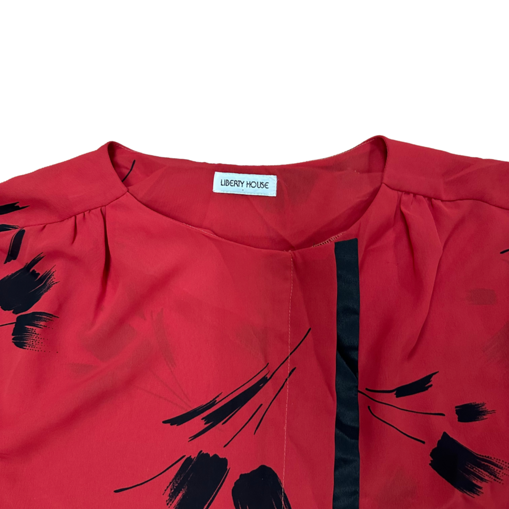 Mission Zero Women’s Vintage Shirt - S- Red + Black Sheer Blouse