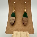 Little McKfarm Gold Plated Emerald Surfboard Earrings