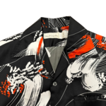 Mission Zero Men’s Vintage Aloha Shirt - Mark Reysten - Red/White/Black Wave Splash  - L