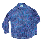 Mission Zero Men's Vintage Shirt - Bmax- 100% Silk Paisley Long Sleeve -XLarge *missing one top button*