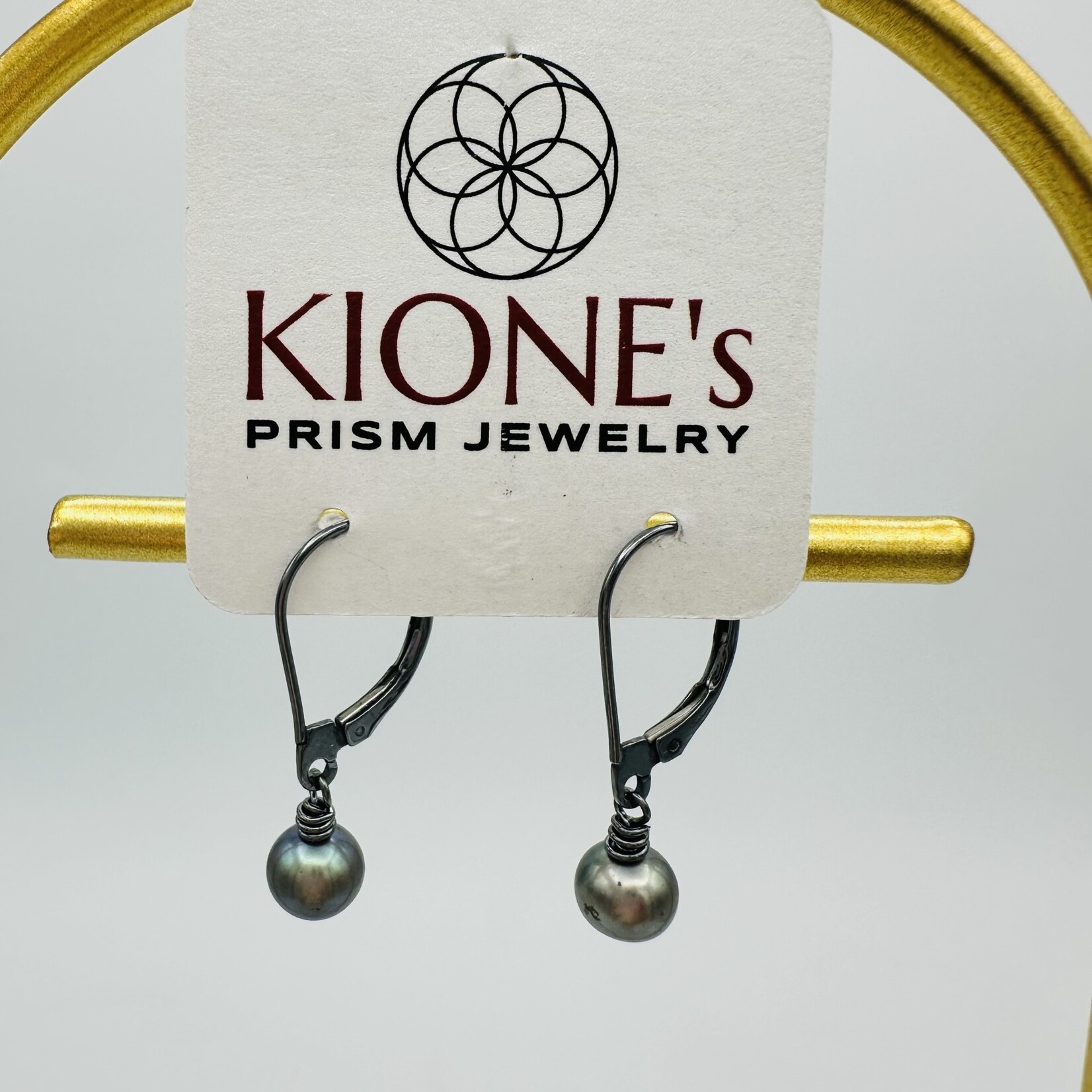 Kione’s Prism Jewelry Black Freshwater Pearl Oxidized Sterling Silver Earrings