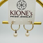 Kione’s Prism Jewelry White Freshwater Pearl 14kt Yellow Gold Filled Hoop Earrings