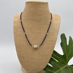 Shell Of A Life Lapis Lazuli + Edison Pearl Necklace