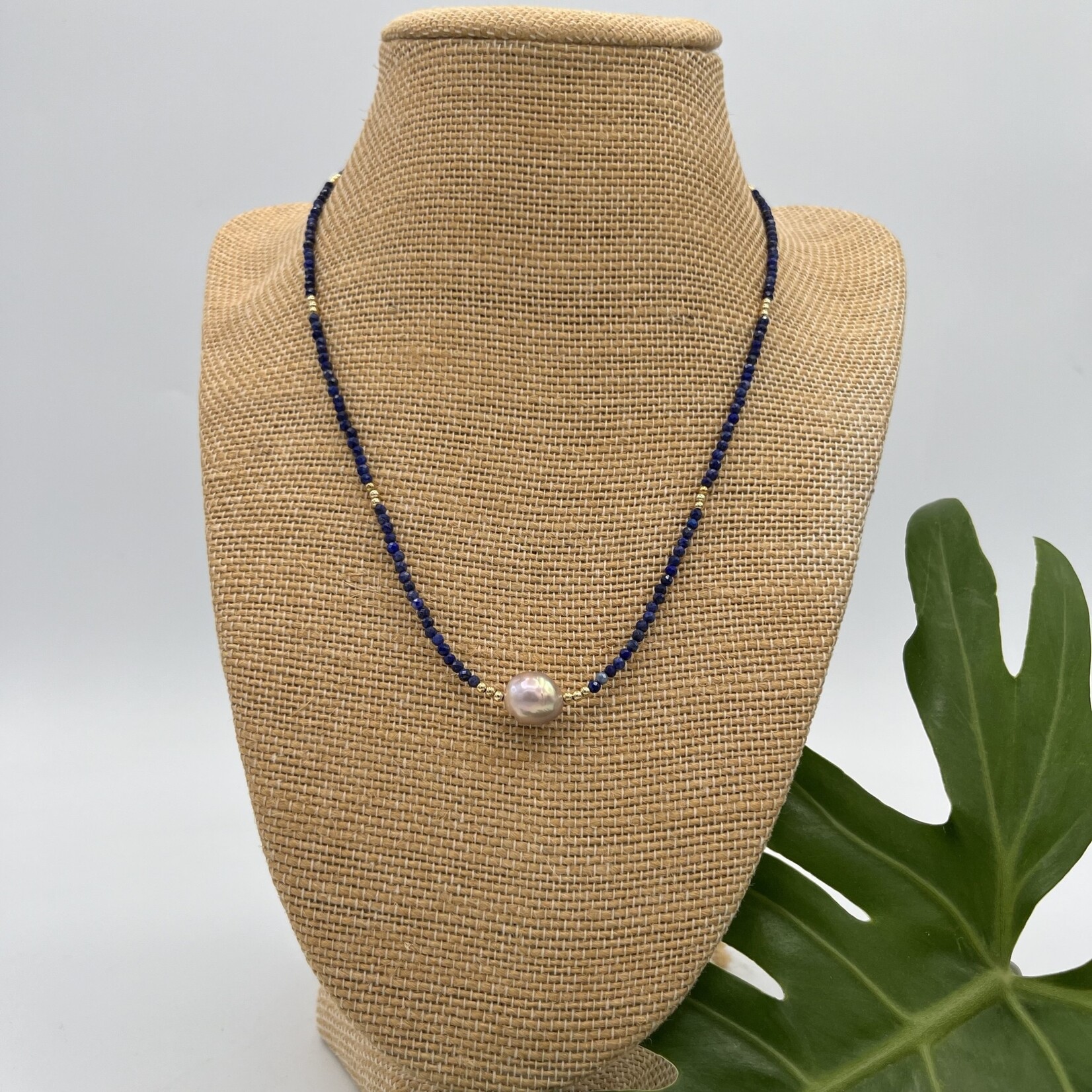 Shell Of A Life Lapis Lazuli + Edison Pearl Necklace