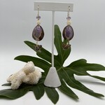 Shell Of A Life Shark Teeth + Amethyst + Ivory + Purple Cowrie Shell Earrings
