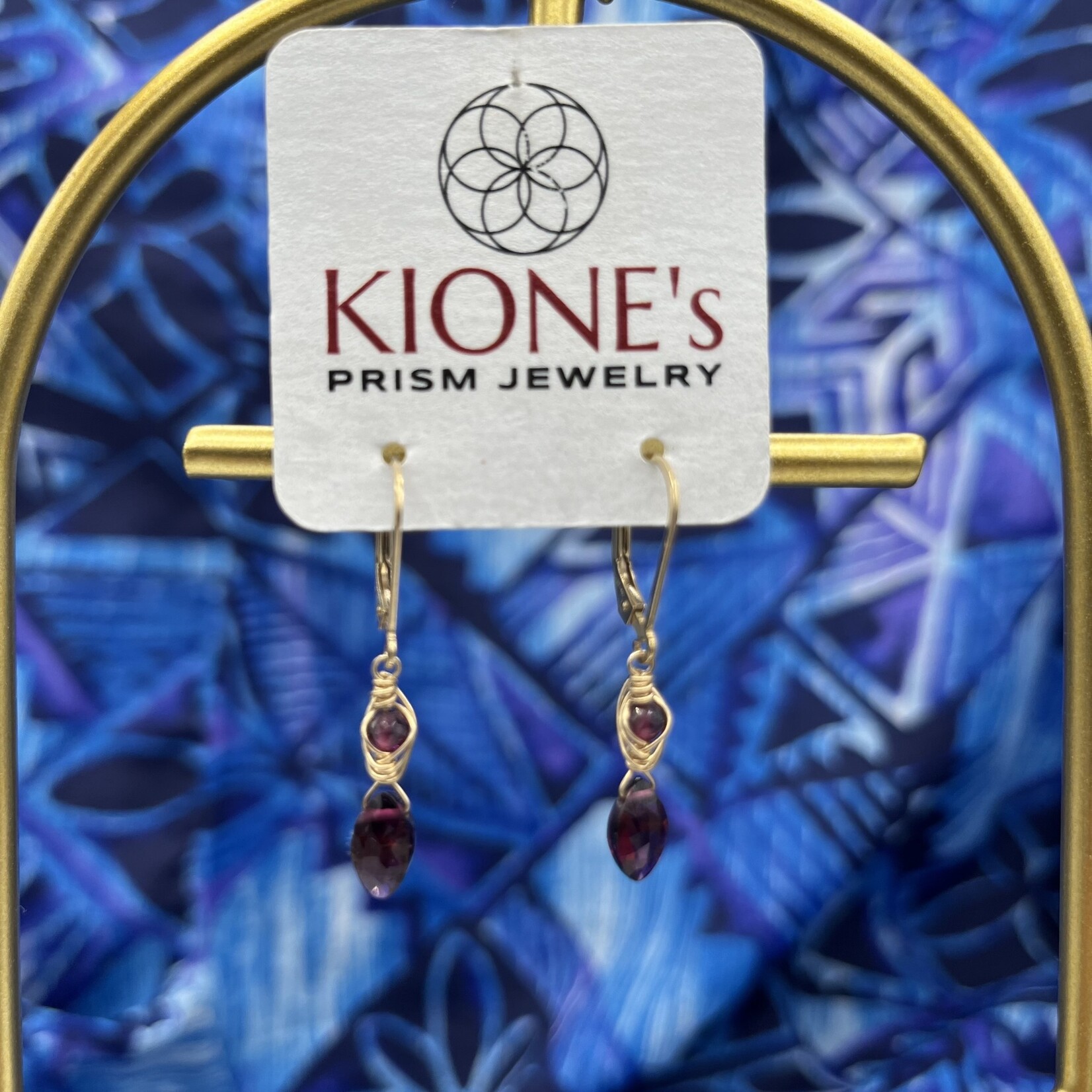 Kione’s Prism Jewelry Garnet + 14kt Yellow GF Earrings