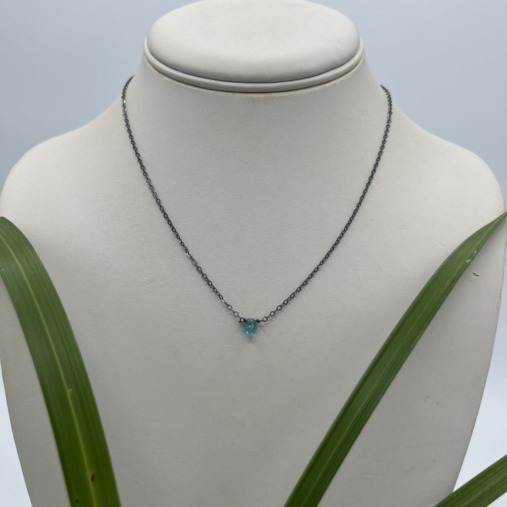 Kione’s Prism Jewelry Solitaire Apatite + Oxidized Sterling Silver Necklace