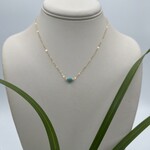 Kione’s Prism Jewelry Solitaire Turquoise 5mm +14kt Yellow GF Necklace